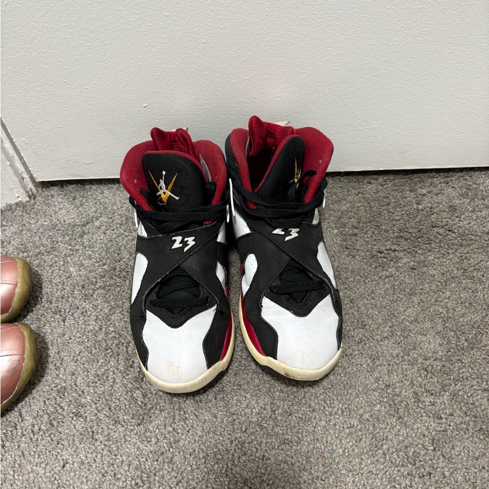 Air Jordan 8 Retro Style Basketball Sneakers - White, Black & Red